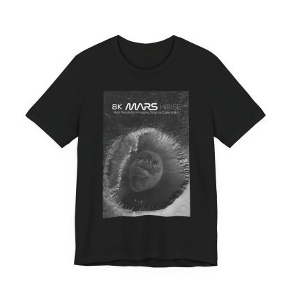 8K MARS HiRISE ¦ Meridiani Planum Crater ¦ Bella & Canvas Short Sleeve T-Shirt ¦ Black